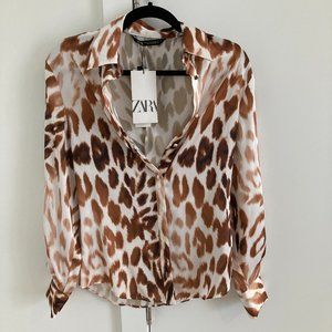 Zara - Animal print blouse; brand new, tag still on
